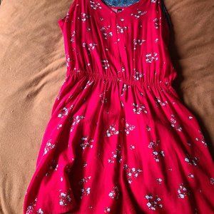 Red flowery pattern romper